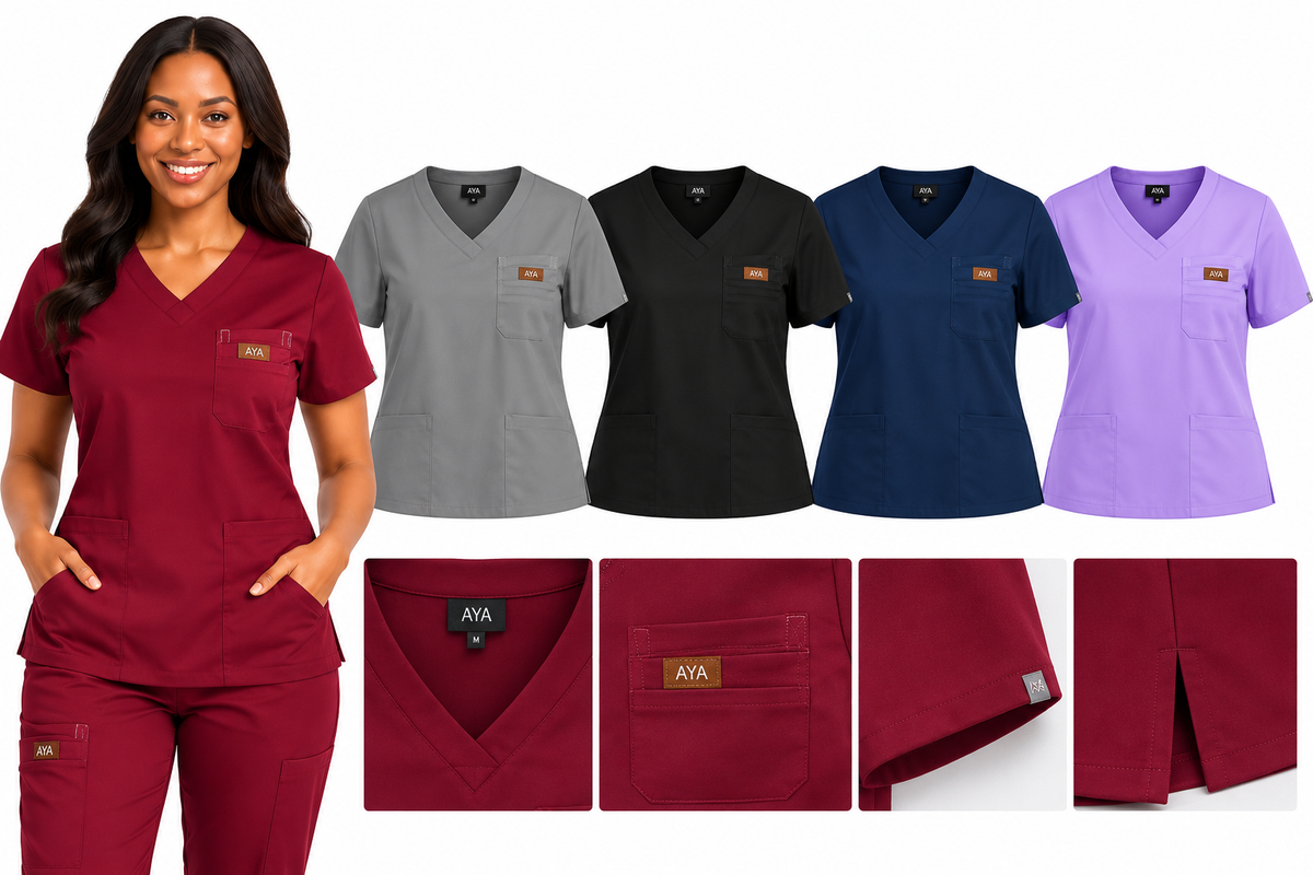 AYA Women's Classic V-Neck Scrub Top